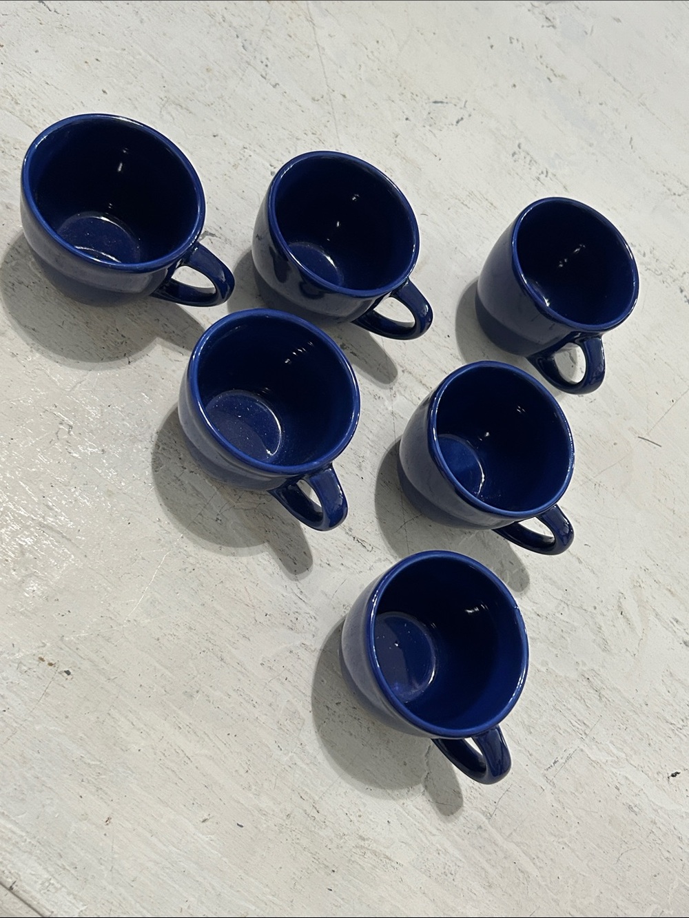 Set of 6 Deep Blue Ceramic Espresso Cups